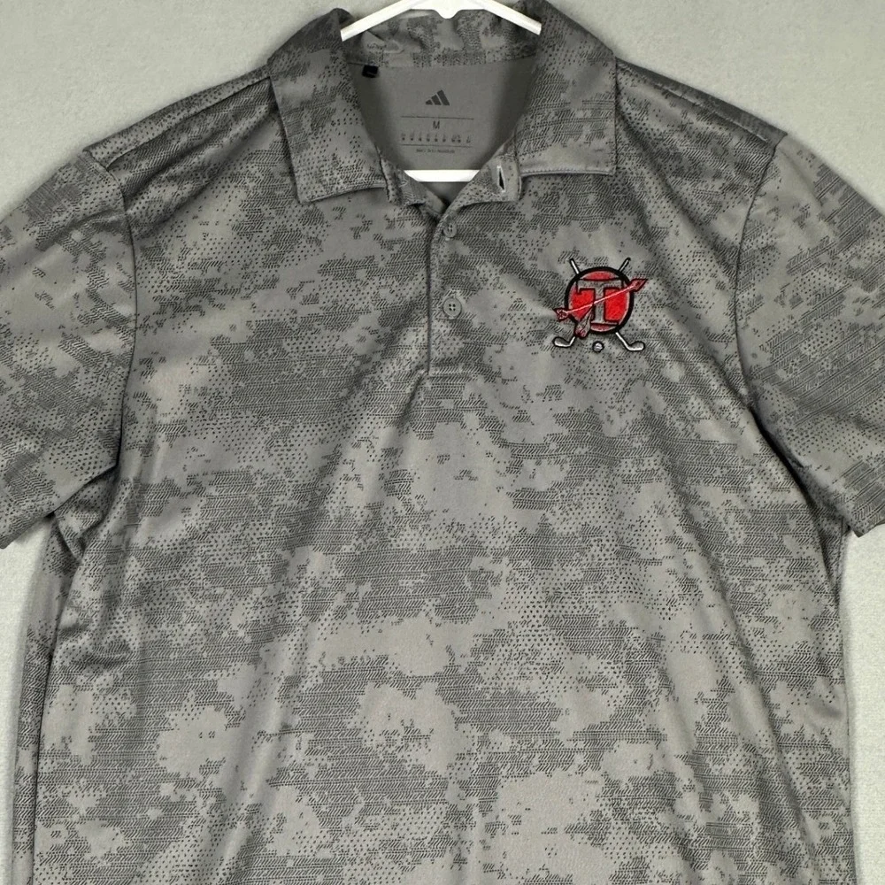 Tecumseh Arrows Adidas Polo Shirt Mens Medium Grey Camo Hockey Rugby Athletic